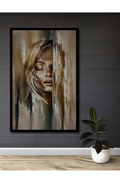 Teona Ahşap Çerçeve Görünümlü Soyut Sanat Kadın Portresi Dekoratif Ahşap MDF ...