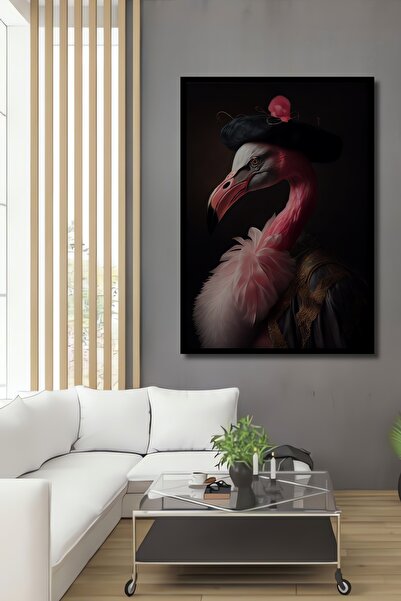 Teona Ahşap Tablou decorativ din lemn MDF, în formă de flamingo, cu aspect de...