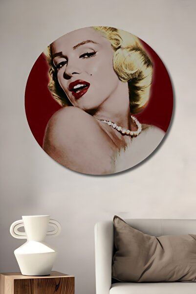 Teona Ahşap Marilyn Monroe Ahşap MDF Dekoratif Ev/İşyeri Duvar Tablo Yuvarlak...