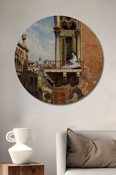 Teona Ahşap Plăcere de balcon pe peisajul Veneției Pictură decorativă din lemn MDF Pictură rotundă