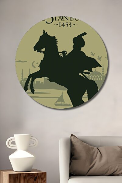 Teona Ahşap Fatih Sultan Mehmet Conquest of Istanbul Tablou decorativ din lemn MDF Tablou rotund
