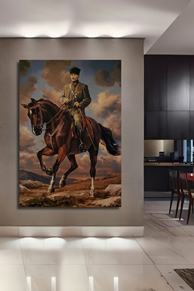 Teona Ahşap Ataturk pe cal, tablou decorativ din lemn MDF pentru perete acasă...