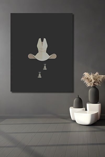 Teona Ahşap Pictură decorativă din lemn MDF cu pălărie de cowboy și piese de șah Pictură dreptunghiulară