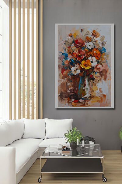 Teona Ahşap Buchet de flori colorate, decorativ, din lemn MDF, pictură murală...