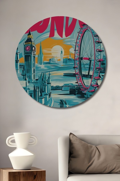 Teona Ahşap Pictură decorativă din lemn MDF pentru perete pentru casă/loc de muncă Pictură rotundă pentru perete pentru casă/loc de muncă