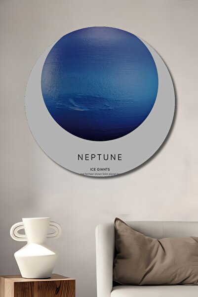 Teona Ahşap Pictură decorativă pe perete din lemn MDF Neptun pentru casă/loc de muncă Pictură rotundă pe perete pentru casă/loc de muncă