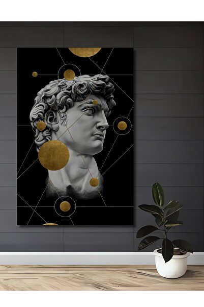 Teona Ahşap Pictură decorativă din lemn MDF, geometrică, auriu, David de Michelangelo, pictură dreptunghiulară