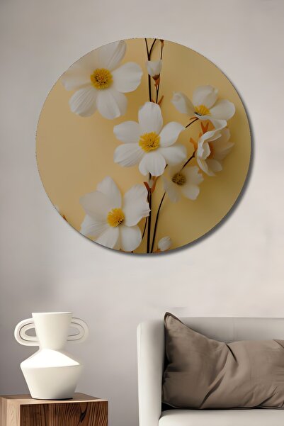 Teona Ahşap Pictură decorativă cu margarete albe din lemn MDF pentru perete a...