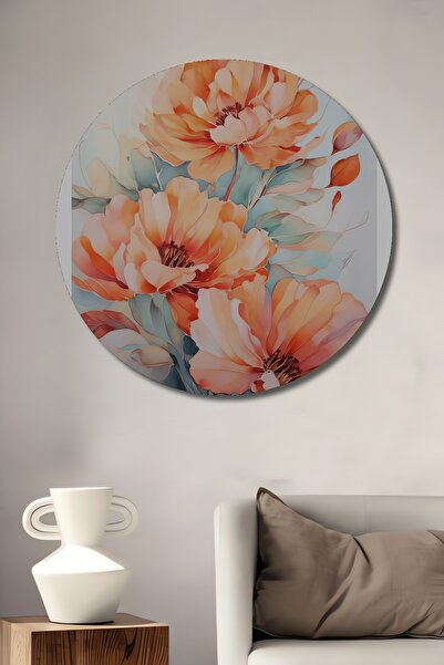 Teona Ahşap Pictură decorativă cu flori portocalii din lemn MDF pentru perete...