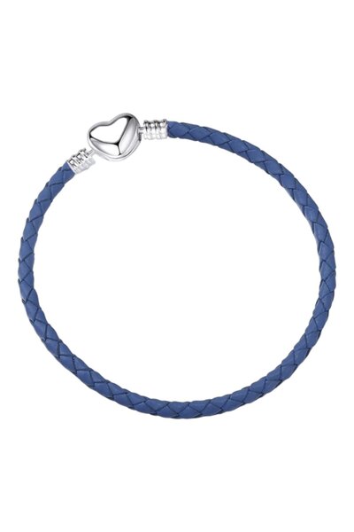 Dumledo Dark Blue Faux Leather Heart Clip - Bracelet Charm