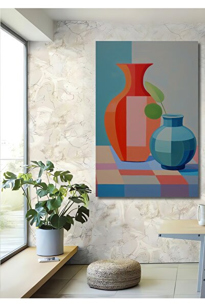 Teona Ahşap Compoziție modernă de vază colorată, pictură decorativă din lemn MDF, pictură dreptunghiulară