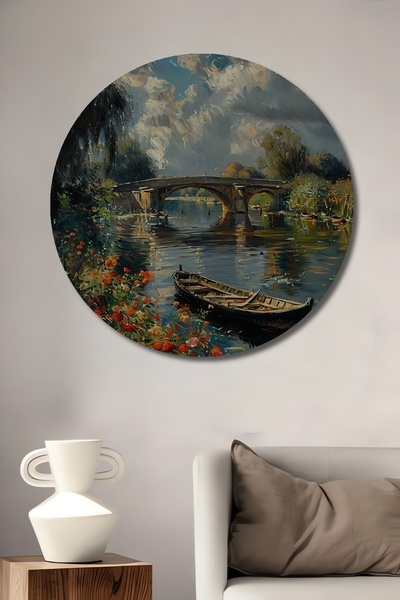 Teona Ahşap Podul de la malul lacului, pictură decorativă din lemn MDF pentru...