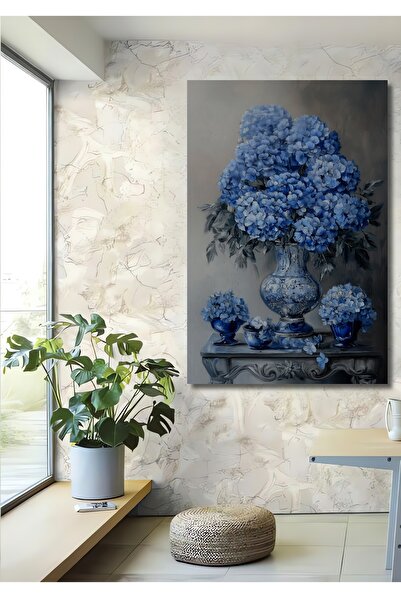 Teona Ahşap Aranjament de flori de hortensie albastră Pictură decorativă din ...