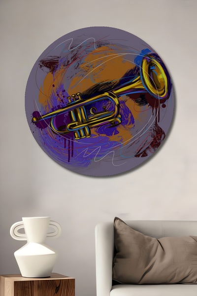Teona Ahşap Trompeta de jazz, abstractă, din lemn MDF, pictură decorativă de ...