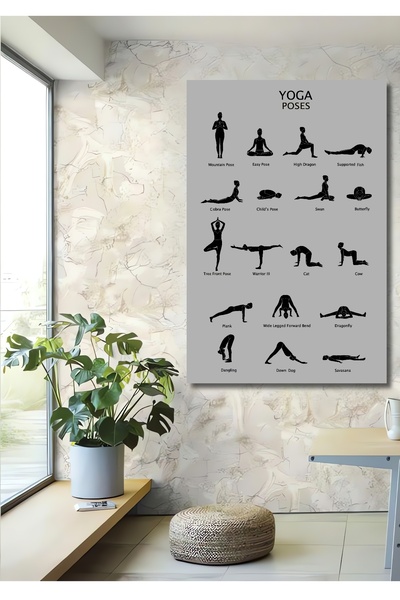 Teona Ahşap Yoga Pozları Dekoratif Ahşap MDF Ev/İşyeri Duvar Tablo Dikdörtgen...