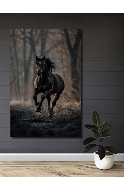 Teona Ahşap Koşan At Doğa Temalı Dekoratif Ahşap MDF Ev/İşyeri Duvar Tablo Di...