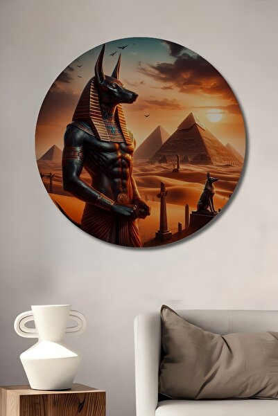 Teona Ahşap Anubis și piramide Pictură decorativă de perete din lemn MDF pent...