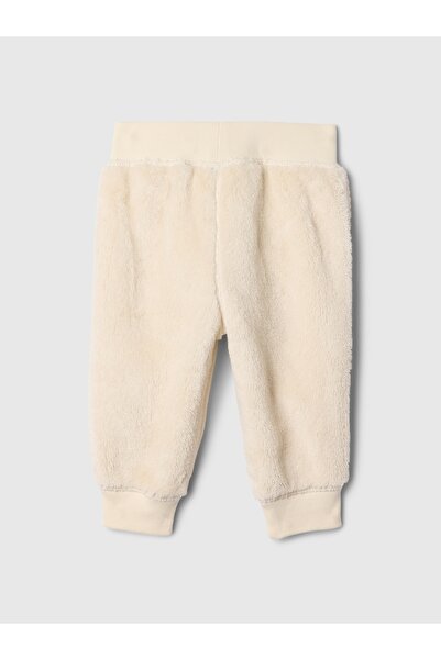 GAP Bebek Kırık Beyaz Logo Suni Vegan Kürk Jogger Eşofman Altı