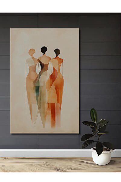 Teona Ahşap Trei siluete de femei, artă abstractă, pictură decorativă din lemn MDF, pictură dreptunghiulară