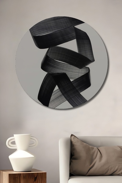 Teona Ahşap Pictură murală abstractă cu pensulă neagră, decorativă, din lemn ...