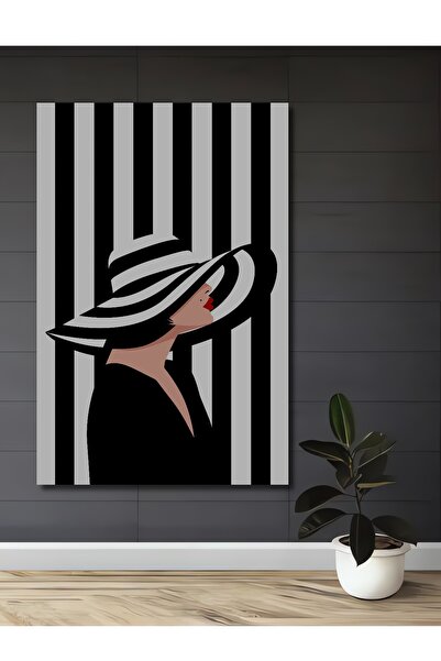 Teona Ahşap Μαύρο και άσπρο γυναικείο διακοσμητικό ξύλινο MDF Ζωγραφική τοίχο...