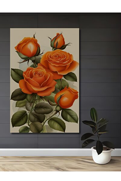 Teona Ahşap Trandafiri Portocalii Lemn MDF Pictură Decorativă de Perete pentr...