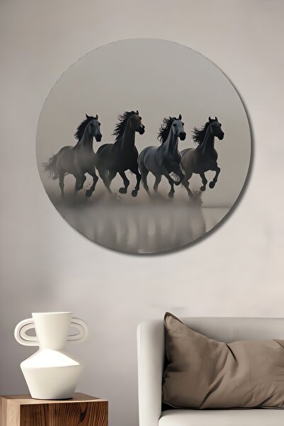 Teona Ahşap Άλογα που τρέχουν τετράλευκα, Ξύλινο Διακοσμητικό Έργο Ζωγραφικής...