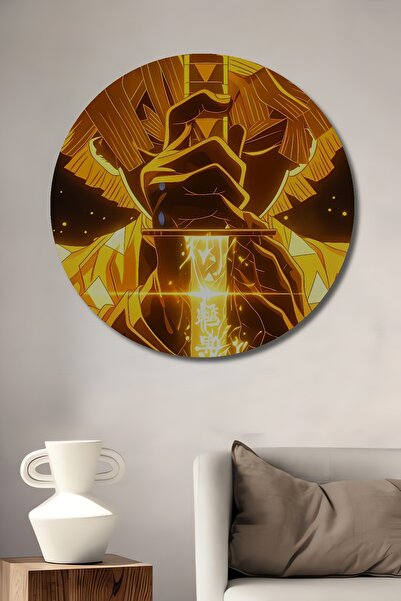 Teona Ahşap Zenitsu Pictură decorativă din lemn MDF pentru perete pentru casă/lugar de muncă Pictură rotundă pentru perete pentru casă/lugar de muncă