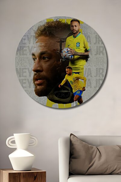 Teona Ahşap Pictură decorativă pe perete din lemn MDF Neymar pentru casă/lugar de muncă Pictură rotundă pe perete pentru casă/lugar de muncă