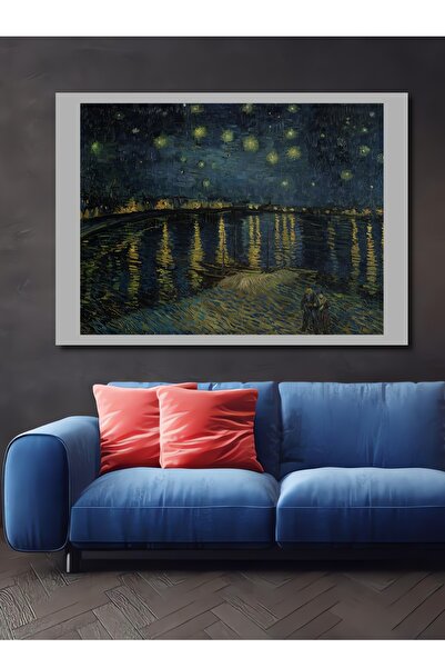 Teona Ahşap Noapte înstelată de Van Gogh peste râul Rhône, pictură decorativă din lemn MDF, pictură dreptunghiulară