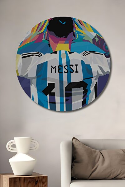 Teona Ahşap Pictură decorativă din lemn MDF Messi pentru perete pentru casă/lugar de muncă Pictură rotundă pentru perete pentru casă/lugar de muncă