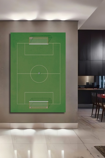 Teona Ahşap Futbol Sahası Ahşap MDF Dekoratif Ev/İşyeri Duvar Tablo Dikdörtge...