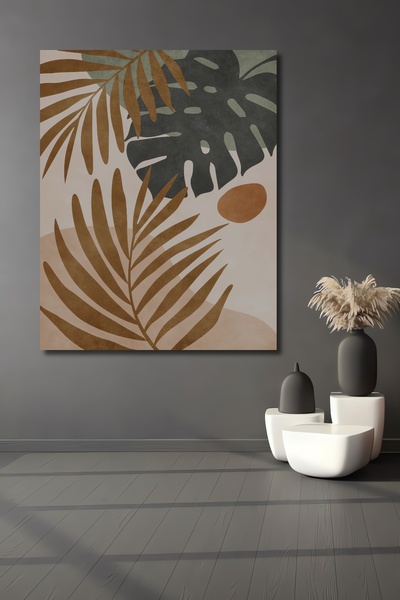 Teona Ahşap Frunze tropicale Lemn MDF Pictură decorativă de perete pentru cas...