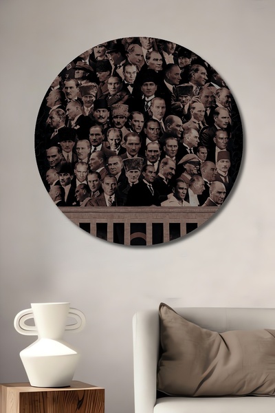 Teona Ahşap Atatürk și fondatorii Republicii pictură decorativă din lemn MDF pictură rotundă
