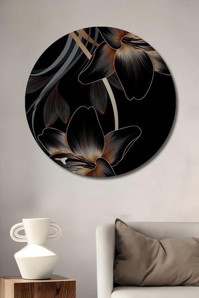 Teona Ahşap Декоративна дървена MDF стена за дома/офиса с мотив „Черна лилия“...