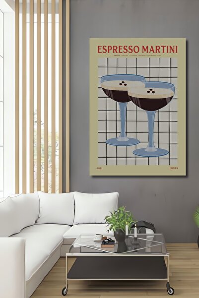 Teona Ahşap Espresso Martini Masă cu două pahare din sticlă din lemn MDF Masă decorativă Masă dreptunghiulară