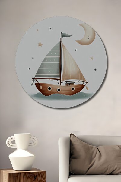 Teona Ahşap Pictură decorativă din lemn MDF cu tematică cu barca cu pânze în ...