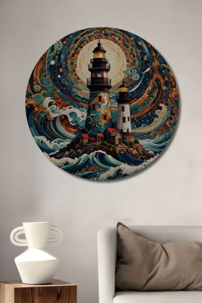 Teona Ahşap Lanternă în mări ondulate Artă abstractă din lemn MDF Pictură dec...