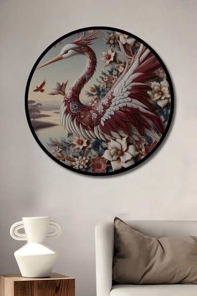 Teona Ahşap Рамка в стил „Очарователни цветя и елегантен журавъл“ Дървена дек...