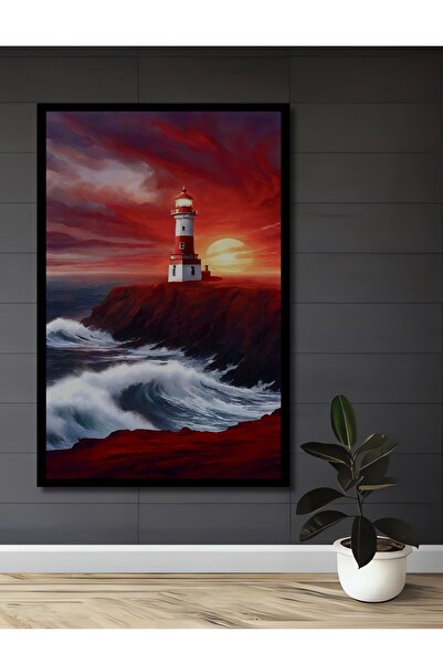 Teona Ahşap Tablou decorativ din lemn MDF, cu aspect de ramă, cu farul la apu...