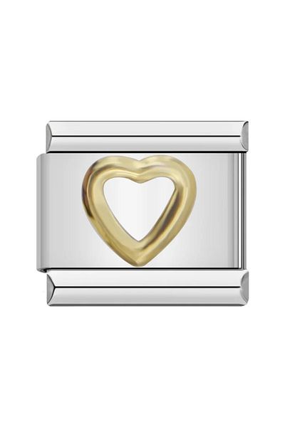Dumledo Heart Patterned Steel Italian Charm - Gold Minimal