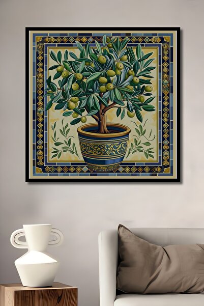 Teona Ahşap Çerçeve Görünümlü Zeytin Ağacı Dekoratif Ahşap MDF Ev Duvar Tablo...