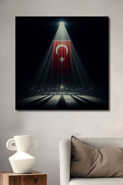 Teona Ahşap Türk Bayrağı Dekoratif Ahşap MDF Ev/İşyeri Duvar Tablo Dikdörtgen...