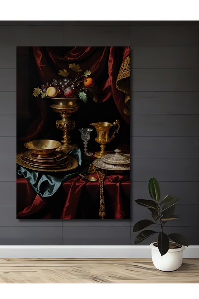 Teona Ahşap Tablouri în stil baroc cu fructe și aur Tablouri decorative din lemn MDF Tablouri dreptunghiulare