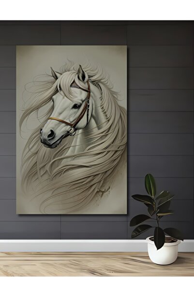 Teona Ahşap Calul Alb Legendar, decorativ, din lemn MDF, pictură murală pentr...