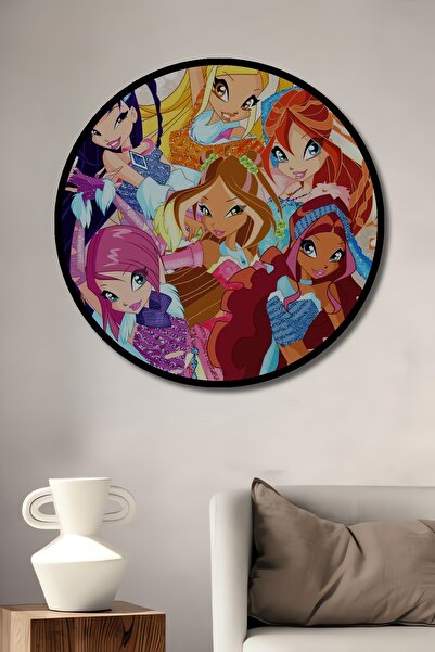 Teona Ahşap Çerçeve Görünümlü Winx Club Dekoratif Ahşap MDF İşyeri Duvar Tabl...