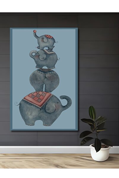 Teona Ahşap Familie de elefanți drăguți, pictură decorativă din lemn MDF pent...