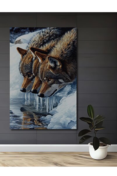 Teona Ahşap Trei lupi Lacul Glacier Decorativ din lemn MDF Pictură murală pen...