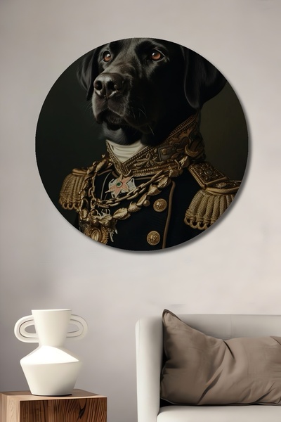 Teona Ahşap Pictură decorativă din lemn MDF cu câine nobil în îmbrăcăminte ne...