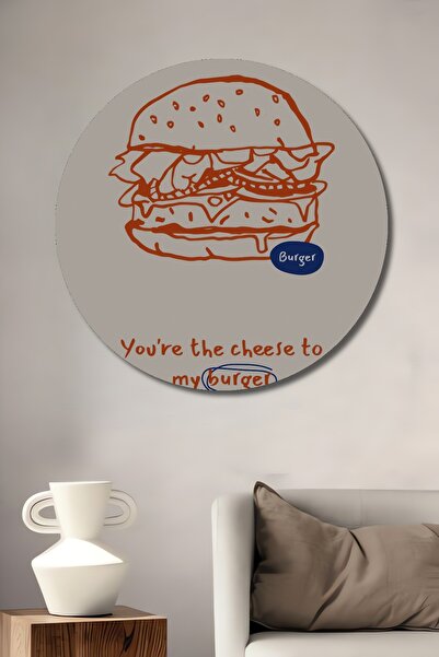 Teona Ahşap Delicious Burger Love Διακοσμητικό Ξύλινο MDF Ζωγραφική Τοίχου γι...